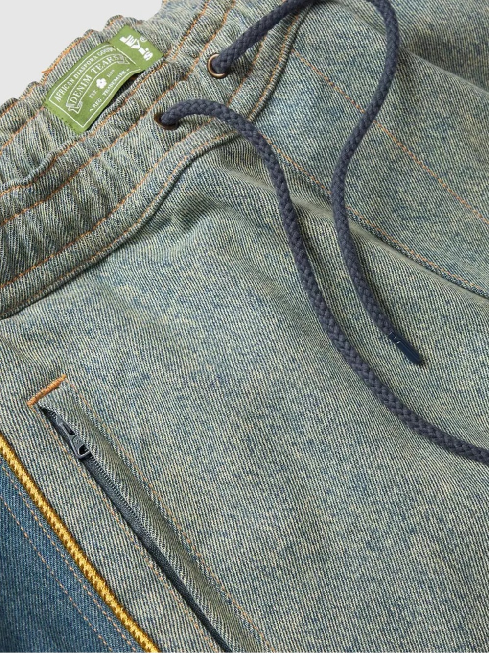 Men's Grey Wide-Leg Sweatpants with Blue Side Panel - Picture 4 of 12